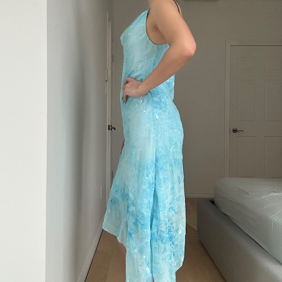 BLUE COWL NECK MIDI DRESS - Picture 2 of 4